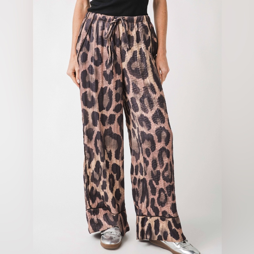 NWT Free People All Out Satin Leopard Pants